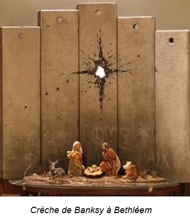 Creche de Noel banksy legendee